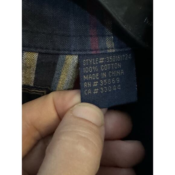 Vintage Roper Mens Plaid Button Down Long Sleeve Shirt Large Blue - Picture 5 of 8